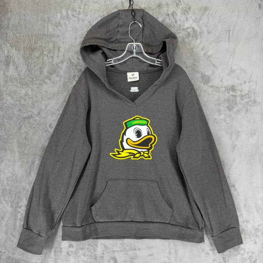 Fanatics Oregon Ducks Hoodie Womens XXL Charcoal Gray V-Neck Pullover Sweatshirt